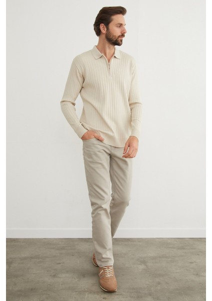 Fitilli Yarım Fermuarlı Polo Yaka Triko Kazak fırsatları