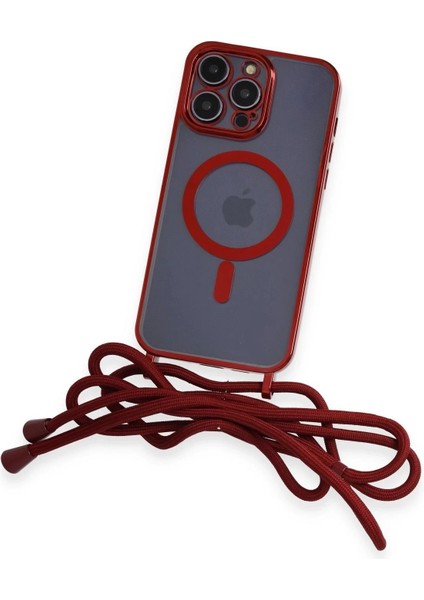 Newface iPhone 12 Pro Max Kılıf Divo Lazer Askılı Magsafe Kapak - Kırmızı modelleri