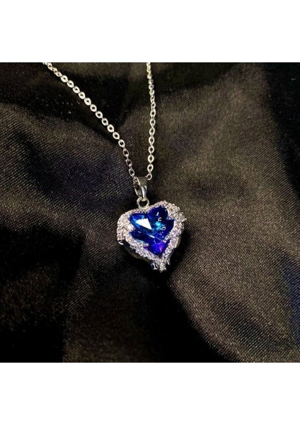 Gümüş Renk Sf Zincirde Mavi Kalp Gezegen Vip Solmaz Kararmaz Çelik Kolye fiyatları