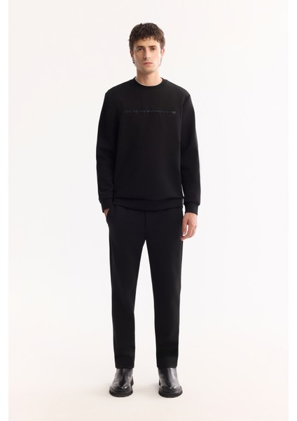 Erkek Siyah Bisiklet Yaka Pamuklu Bi-Stretch Baskılı Regular Fit Sweatshirt A52Y1210 indirimleri