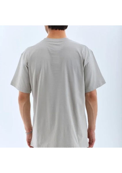 Unisex Oversize Taşlı Bisiklet Yaka Thirt Gri fiyatları