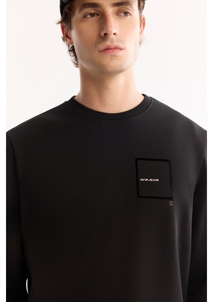 Erkek Siyah Bisiklet Yaka Pamuklu Bi-Stretch Baskılı Regular Fit Sweatshirt A52Y1261 indirimleri