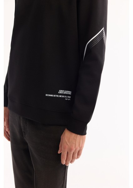 Erkek Siyah Bisiklet Yaka Pamuklu Bi-Stretch Baskılı Regular Fit Sweatshirt A52Y1258 indirimleri