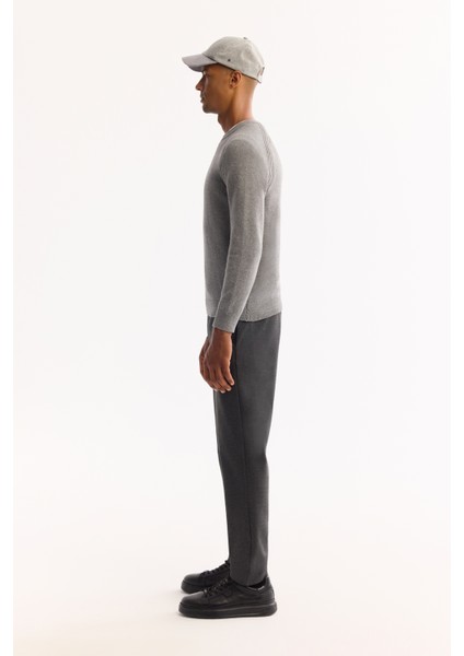 Erkek Gri Bisiklet Yaka Soft Touch Dokulu Triko Regular Fit Kazak A52Y5050 modelleri