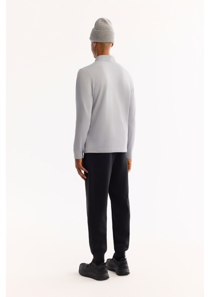 Erkek Gri Dik Yaka Fermuarlı Bi-Stretch Regular Fit Sweatshirt A52Y1219 fırsatları