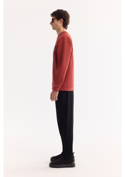 Erkek Kiremit Bisiklet Yaka Pamuklu Bi-Stretch Baskılı Regular Fit Sweatshirt A52Y1260 modelleri