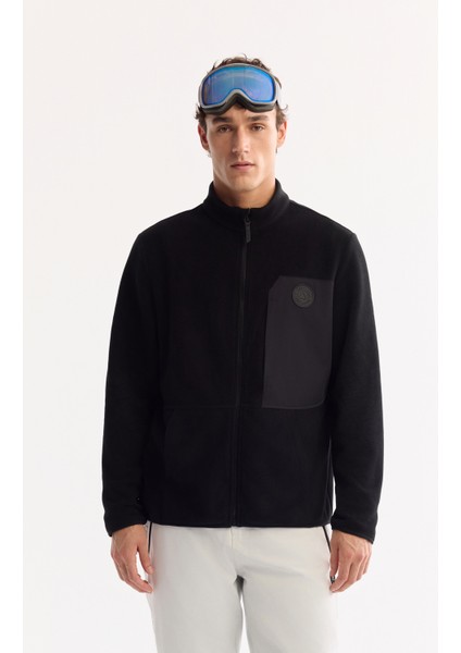 Erkek Siyah Dik Yaka Fermuarlı Soft Touch Polar Regular Fit Sweatshirt A52Y1207 modelleri
