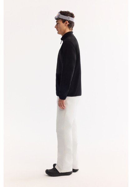 Erkek Siyah Dik Yaka Fermuarlı Soft Touch Polar Regular Fit Sweatshirt A52Y1207