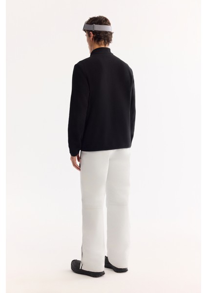 Erkek Siyah Dik Yaka Fermuarlı Soft Touch Polar Regular Fit Sweatshirt A52Y1207
