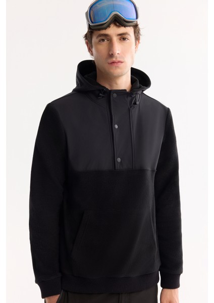 Erkek Siyah Kapüşonlu Soft Touch Polar Regular Fit Sweatshirt A52Y1268 fiyatları