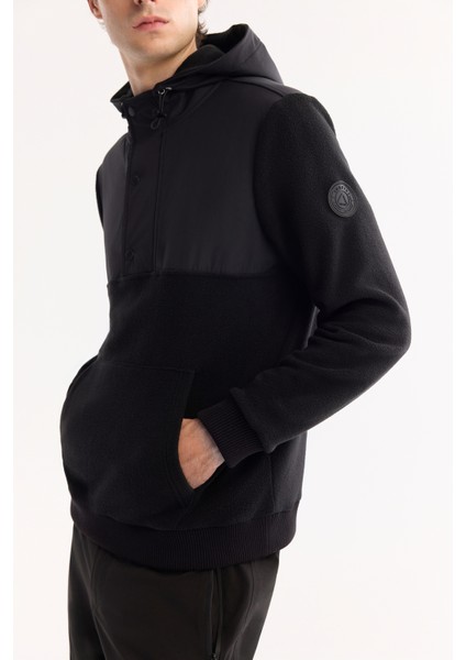 Erkek Siyah Kapüşonlu Soft Touch Polar Regular Fit Sweatshirt A52Y1268 modelleri