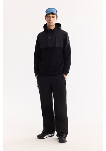 Erkek Siyah Kapüşonlu Soft Touch Polar Regular Fit Sweatshirt A52Y1268