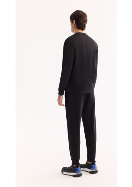 Erkek Siyah Beli Lastikli Bağcıklı Pamuklu Bi-Stretch Regular Fit Eşofman Altı A52Y3402 fırsatları