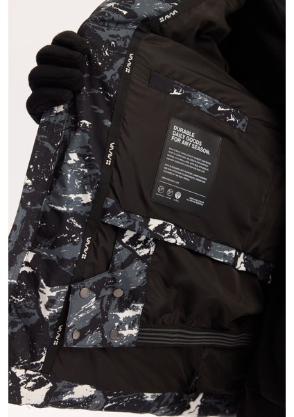 Erkek Siyah Kapüşonlu Su İtici Rüzgar Geçirmez -15 Dereceye Dayanıklı Kayak Montu A52Y6112 modelleri