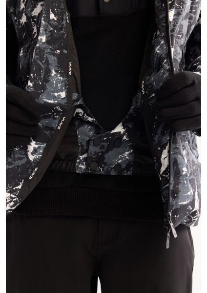 Erkek Siyah Kapüşonlu Su İtici Rüzgar Geçirmez -15 Dereceye Dayanıklı Kayak Montu A52Y6112 indirimleri