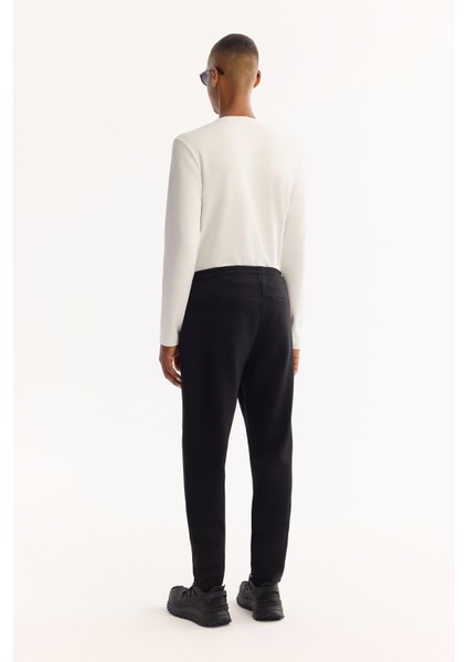Erkek Siyah Beli Lastikli Bağcılklı Bi-Stretch Regular Fit Eşofman Altı A52Y3403 modelleri