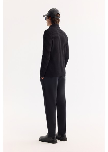 Erkek Siyah Şal Yaka Düğmeli Soft Touch Çizgili Regular Fit Hırka A52Y5042 fırsatları