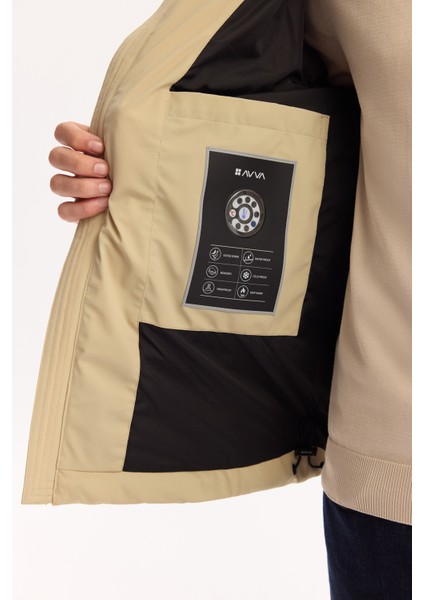 Erkek Bej Kapüşonlu Kaz Tüyü Su İtici Rüzgar Geçirmez -10 Dereceye Dayanıklı Şişme Regular Fit Mont A52Y6067 modelleri