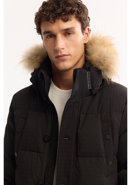 Erkek Siyah %100 Kaz Tüyü Su İtici Rüzgar Geçirmez -10°C Dayanıklı Şişme Mont A52Y6084 fiyatları