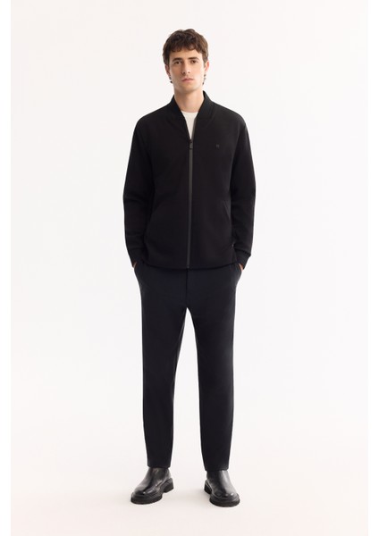 Erkek Siyah Pamuklu Baskılı İnterlok Regular Fit Sweatshirt A52Y1200