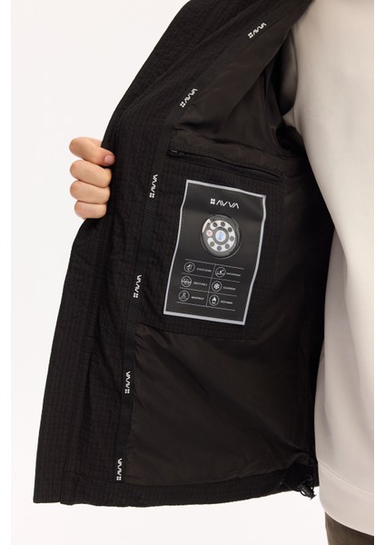 Erkek Siyah %100 Kaz Tüyü Su İtici Rüzgar Geçirmez -10°C Dayanıklı Şişme Mont A52Y6084