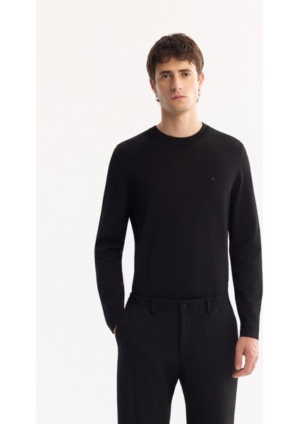 Erkek Siyah Yani Lastikli Bi-Stretch Hafif Slim Fit Pantolon A52Y3213