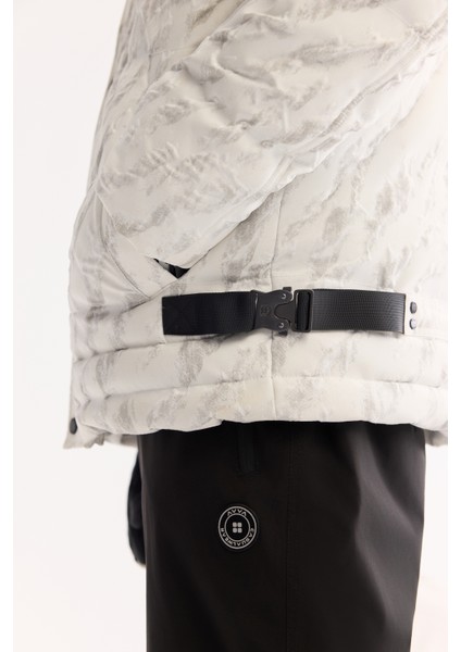 Erkek Beyaz Kapüşonlu Rüzgar Geçirmez -15 Dereceye Dayanıklı Comfort Fit Kayak Montu A52Y6053 fırsatları