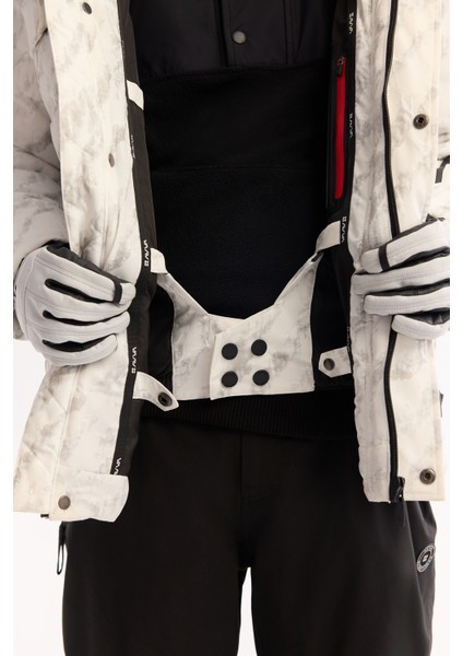 Erkek Beyaz Kapüşonlu Rüzgar Geçirmez -15 Dereceye Dayanıklı Comfort Fit Kayak Montu A52Y6053 indirimleri