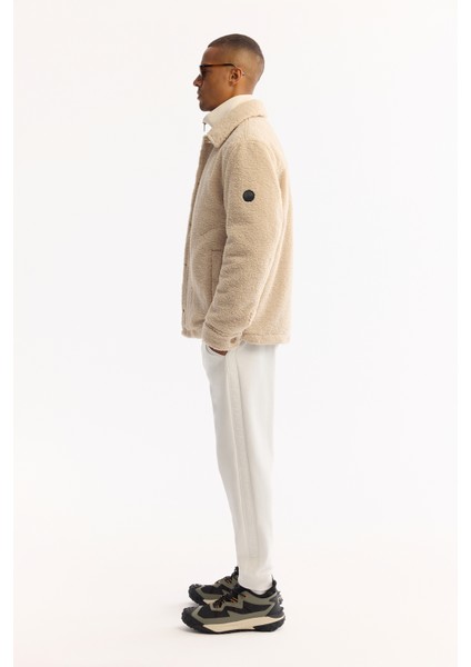 Erkek Bej Klasik Yaka Rüzgar Geçirmez -4 Dereceye Dayanıklı Peluş Regular Fit Mont A52Y6111