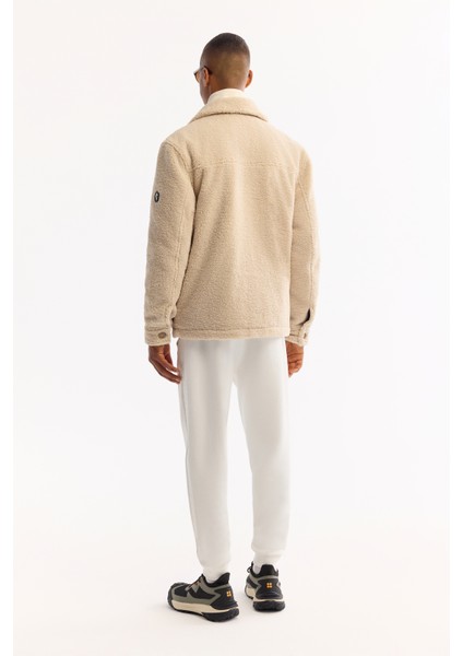 Erkek Bej Klasik Yaka Rüzgar Geçirmez -4 Dereceye Dayanıklı Peluş Regular Fit Mont A52Y6111