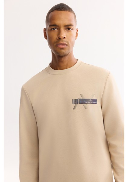 Erkek Bej Pamuklu Baskılı İnterlok Regular Fit Sweatshirt A52Y1260 fiyatları