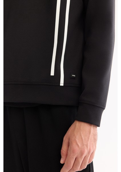 Erkek Siyah Bisiklet Yaka Pamuklu Bi-Stretch Baskılı Regular Fit Sweatshirt A52Y1284 fırsatları