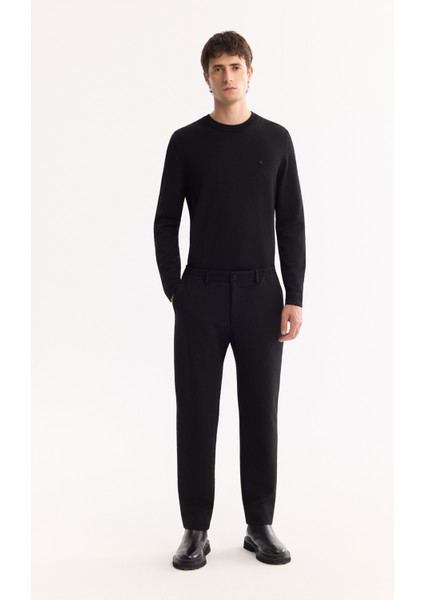 Erkek Siyah Yani Lastikli Bi-Stretch Hafif Slim Fit Pantolon A52Y3213