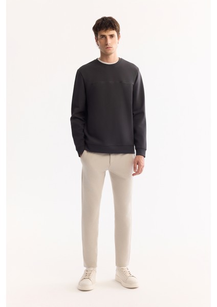 Erkek Antrasit Bisiklet Yaka Pamuklu Bi-Stretch Baskılı Regular Fit Sweatshirt A52Y1325 indirimleri