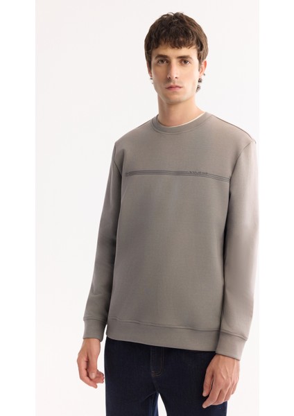 Erkek Gri Bisiklet Yaka Pamuklu Bi-Stretch Baskılı Regular Fit Sweatshirt A52Y1325 indirimleri