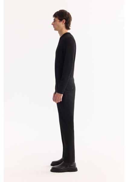 Erkek Siyah Yani Lastikli Bi-Stretch Hafif Slim Fit Pantolon A52Y3213