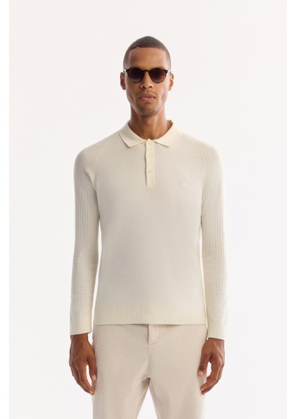 Erkek Ekru Polo Yaka Düğmeli Soft Touch Dokulu Triko Regular Fit Kazak A52Y5030 fiyatları