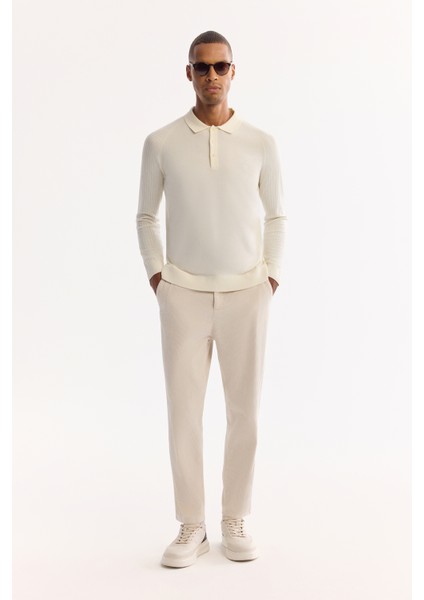 Erkek Ekru Polo Yaka Düğmeli Soft Touch Dokulu Triko Regular Fit Kazak A52Y5030 modelleri