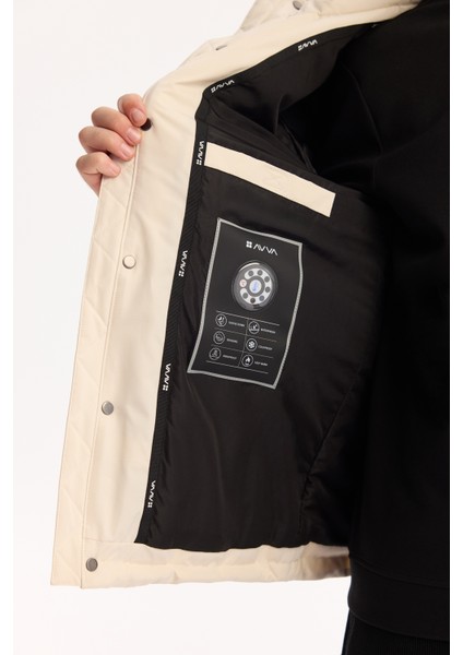 Erkek Kırık Beyaz %100 Kaz Tüyü Su İtici Rüzgar Geçirmez -10°C Dayanıklı Şişme Mont A52Y6166 indirimleri