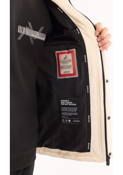 Erkek Kırık Beyaz %100 Kaz Tüyü Su İtici Rüzgar Geçirmez -10°C Dayanıklı Şişme Mont A52Y6166