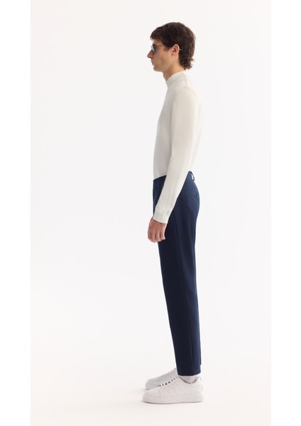 Erkek Lacivert Yani Lastikli Bi-Stretch Hafif Slim Fit Pantolon A52Y3213 fırsatları