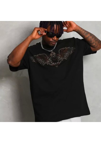 Unisex Oversize Taşlı Bisiklet Yaka Thirt Iyah modelleri