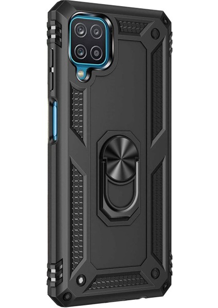 Samsung Galaxy A12 Yüzüklü Tank Kılıf Siyah