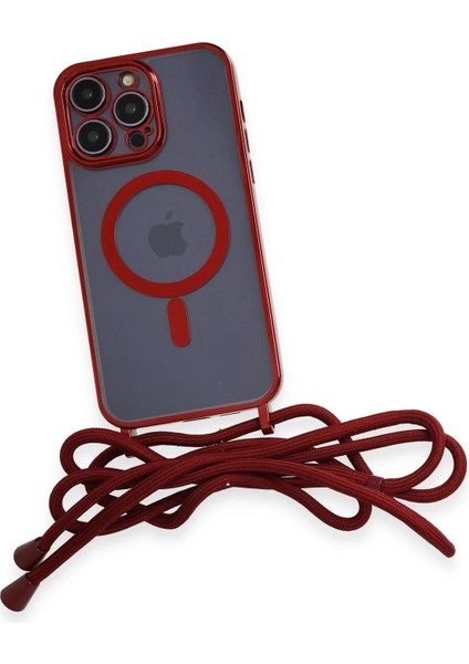 Newface iPhone 14 Pro Max Kılıf Divo Lazer Askılı Magsafe Kapak - Kırmızı fırsatları