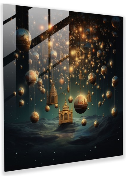 Sürrealist Yüzen Süslemeler Cam Tablo - Noel Yüzen Süslemeler Modern Sanat Ev Dekorasyonu