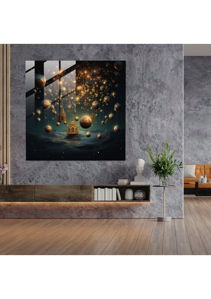 Sürrealist Yüzen Süslemeler Cam Tablo - Noel Yüzen Süslemeler Modern Sanat Ev Dekorasyonu fiyatları