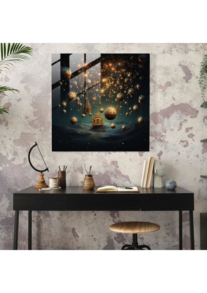 Sürrealist Yüzen Süslemeler Cam Tablo - Noel Yüzen Süslemeler Modern Sanat Ev Dekorasyonu modelleri