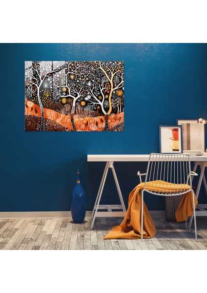 Yerli Kabuk Boyama Cam Duvar Sanatı - Aborjin Semboller Cam Duvar Sanatı Çizgiler fiyatları