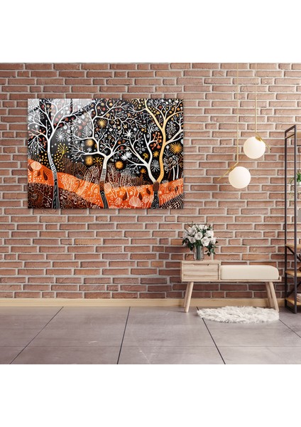 Yerli Kabuk Boyama Cam Duvar Sanatı - Aborjin Semboller Cam Duvar Sanatı Çizgiler modelleri