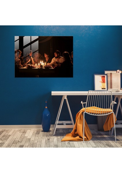 Caravaggio Tarzı Cam Tablo - Masa Başında Toplu Insan Grubu - Caravaggio Cam Duvar Sanatı Caravaggio Tarzı Sanat Cam Sanat modelleri